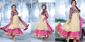 Cream Orchid Colour Designer Party Wear Salwar Kameez