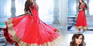 Red Black Colour Party Wear Long Anarkali Salwar Kameez