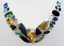 Multi Stone Silver Necklace