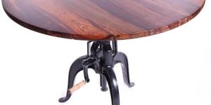 Cast Iron Table Wooden Top