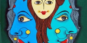 Three Faces of Smiling Painting
