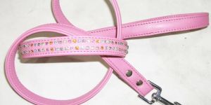 Dog Leahter Lead With Diamond