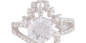 Sterling Silver Stylish Designer Cz Diamond Ring