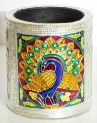 Wooden Meenakari Pen Stand