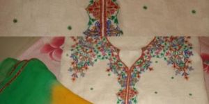 White Multi Colour Embroidered Suit