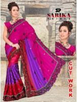 Embroidered Satin Sarees