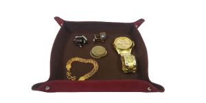 Essart PU Leather Multiple Accessories Tray-Maroon:Brown