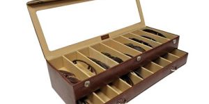 Essart PU Leather Snakebit Sunglass case for 18glasses-Snakebit Tan