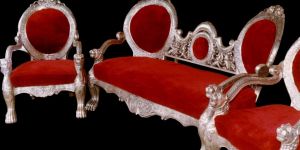 White Metal Carved Victoriya Sofa Set