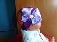 Satin Bow with White Bead Hairband