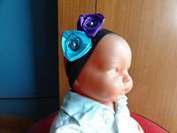 Satin Flowers with Bead on a Hairband