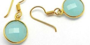 Aqua Chalcedony Gemstone Earrings