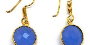 Blue Chalcedony Gemstone Earrings