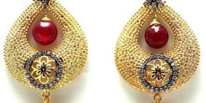 Gold Plataed Artificial Dangle Earrings