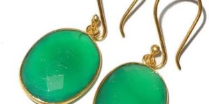 Natural Green Onyx Gemstone Earrings