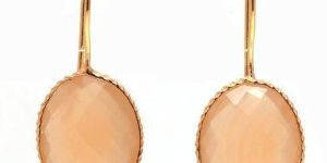 Peach Chalcedony Gemstone Earrings