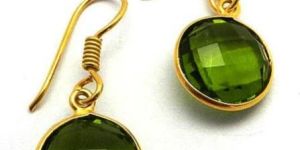 Sterling Silver Peridot Gold Plated Gemstone Earrings