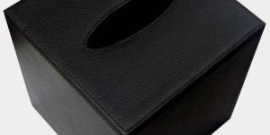 Black Leatherette Tissue Box Cover