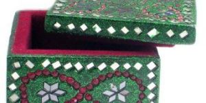 Square Lac Pill Box with Mirror Work