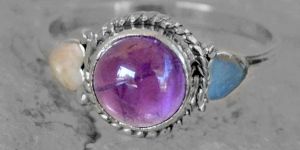 1.8 GM Amethyst Gem Stone 925 Sterling Original Silver Ring