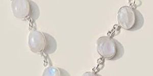 13.2 Gm Rainbow Moonstone Gemstone 925 Sterling Silver Necklace