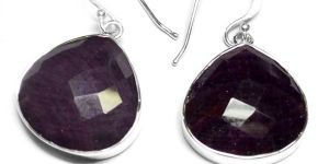14.6 Gm Indian Ruby Gemstone 925 Sterling Original Silver Earring