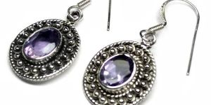 3.7 Gm Amethyst Gem Stone 925 Sterling Silver Earring
