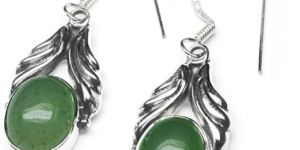 4 Gm Green Aventurine Gem Stone 925 Sterling Original Silver Earring