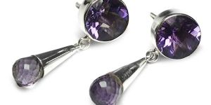 Amethyst Gem Stone Sterling Original Silver Earring