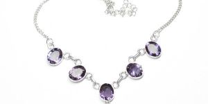 Amethyst Gem Stone 925 Sterling Silver Necklace