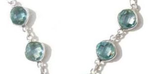 Blue Topaz Gem Stone 925 Sterling Silver Necklace