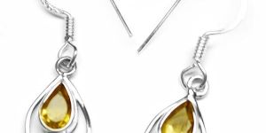 1.3 gm citrine gem stone 925 sterling original silver earring