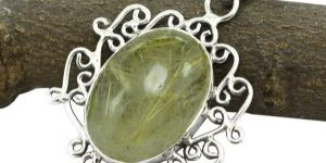 Golden Rutile Gem Stone 925 Sterling Original Silver Pendant