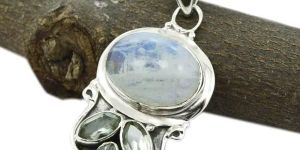 Rainbow Gem Stone 925 Sterling Original Silver Pendant