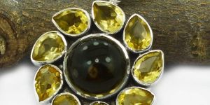 Citrine Gem Stone 925 Sterling Original Silver Pendant