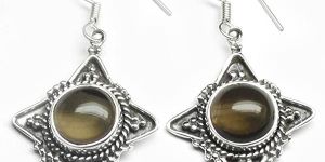Smokey Quartz Gem Stone 925 Sterling Original Silver Earring