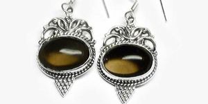 6 Gm Smokey Quartz Gem Stone 925 Sterling Original Silver Earring