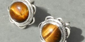 Tiger Eye Gemstone 925 Sterling Original Silver Earring