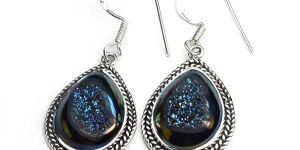 Titanium Druzy Gem Stone 925 Sterling Original Silver Earring