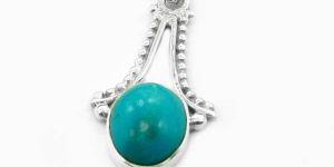 Turquoise Gem Stone 925 Sterling Original Silver Pendant