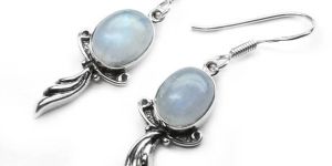 Rainbow Moonstone Silver Earring