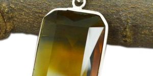 Whisky Quartz Gem Stone 925 Sterling Original Silver Pendant