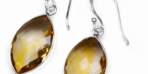 Whisky Quartz Gem Stone 925 Sterling Original Silver Earring