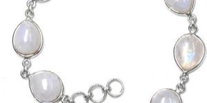 White Rainbow Moonstone Gemstone 925 Sterling Silver Bracelet