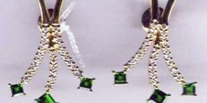 Diamond Emerald Gold Earrings Dge-05