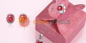 Designer Gemstone Silver Plated CZ Studded Pendantset