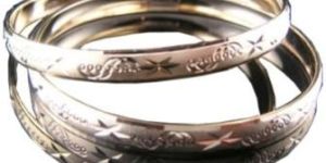 Threetone Plated Diamond Cut Bangles. DTBG000399a