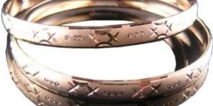 Threetone Plated Diamond Cut Bangles. DTBG000403 A