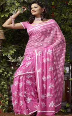 Pink Georgette Saree
