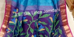 Jamdani Muslin Pallu Linen Silk Sarees